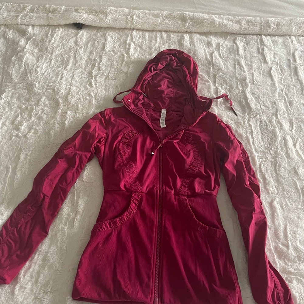 lululemon athletica Red Utility Jacket with Hood and Cinched Waist